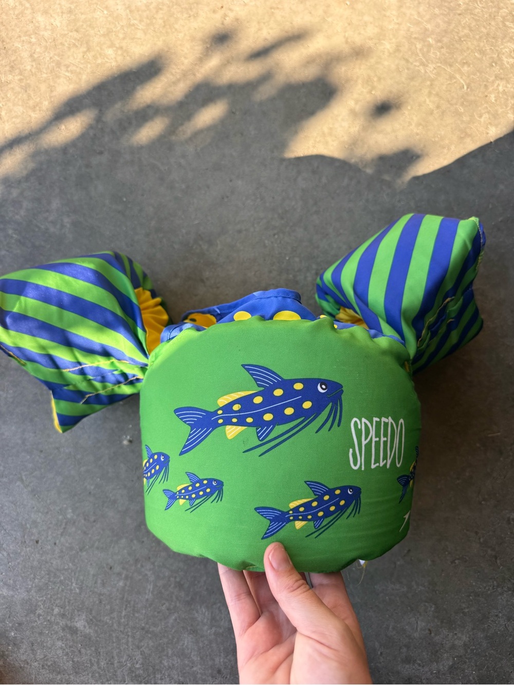 Speedo Green & Blue Kids Swim PFD Float with Yellow Accents
